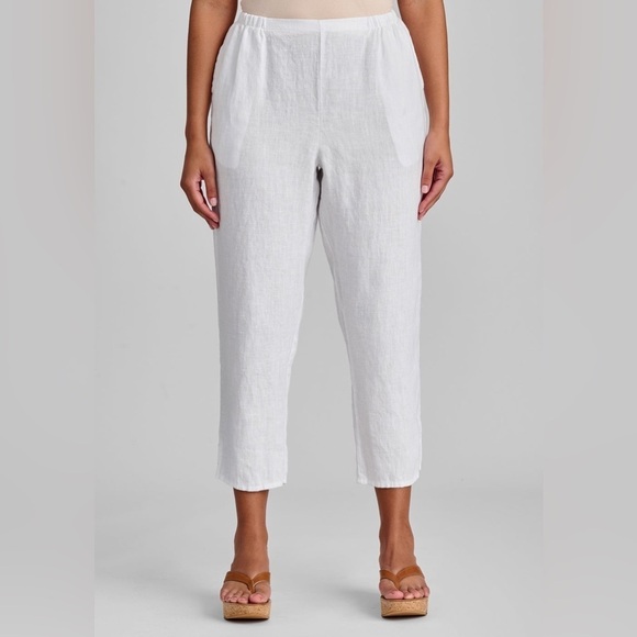 Flax Pants - Flax white 100% linen crop pants sz 4/6 Beach coastal resortwear summer pockets
